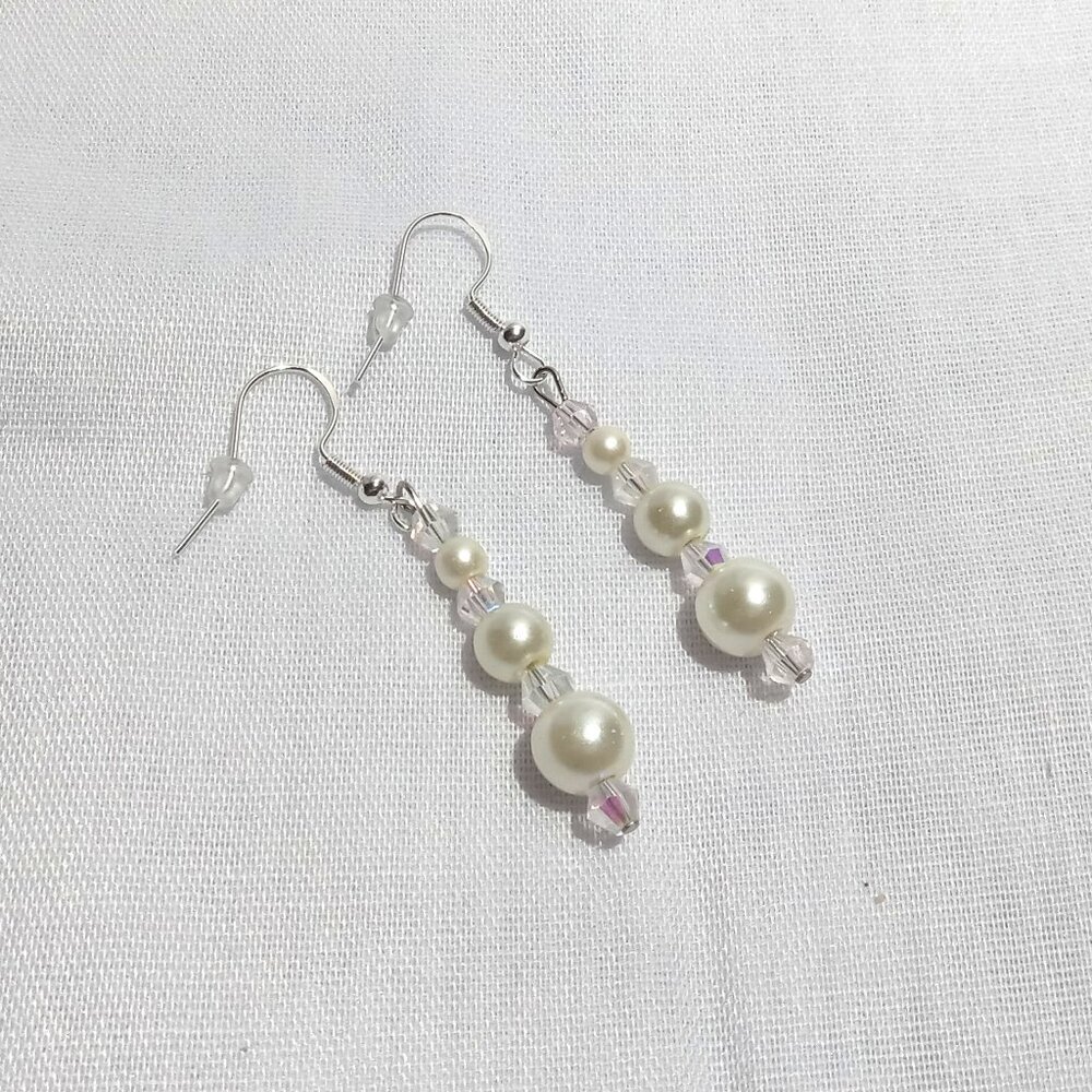Handmade Fashion Jewelry Beautiful Glass Pearl Crystal Necklace Earring SET 24" - Picture 9 of 10